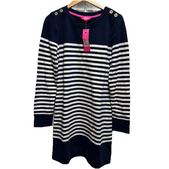Lilly Pulitzer Dresses & Skirts - NWT Lilly Pulitzer Kenley Long Sleeve Crew Dress/True Navy Riviera Stripe/medium